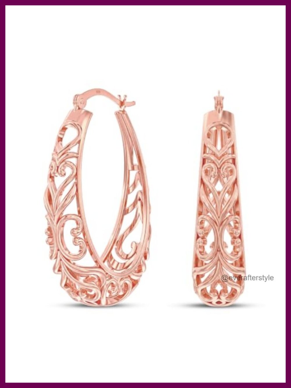 925 Sterling Silver Filigree Heart Hoop Earrings for Women Hypoallergenic